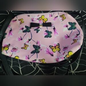 Pink Floral Butterfly Bag with Black Bow With Coin Purse